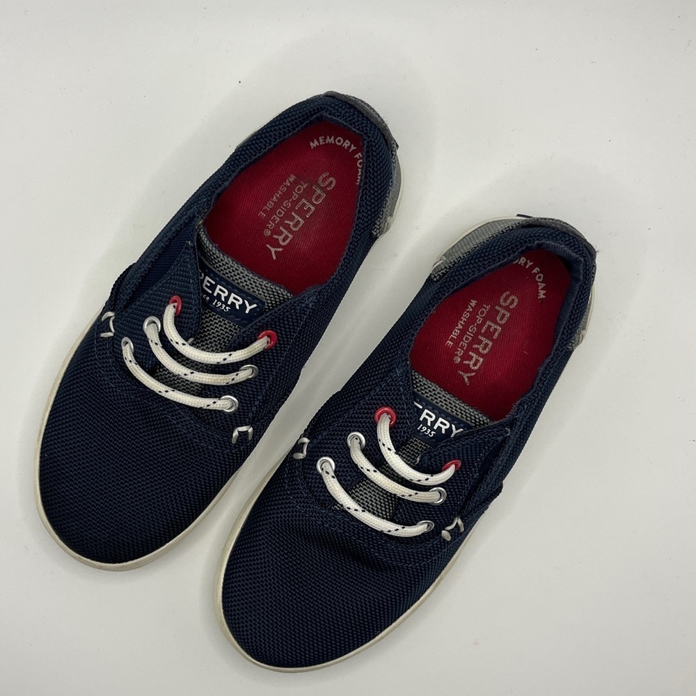 Active Seller!  Kid’s Sperry Unisex Washable Navy Canvas Sneakers 11M - Picture 3 of 11